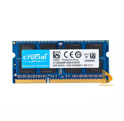 Crucial 8GB RAM DDR3 PC3L-12800 Memory For MacBook Pro13inch/​15inch Mid 2012 • $13.15