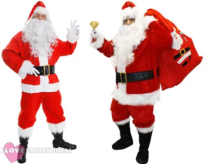Deluxe Santa Suit Costume Plush Father Christmas Xmas Fancy Dress Mens S-5xl • £39.99