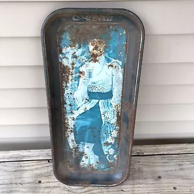 Vintage Coca Cola Metal Tray Woman Drink Coca Cola Advertising 19” • $30