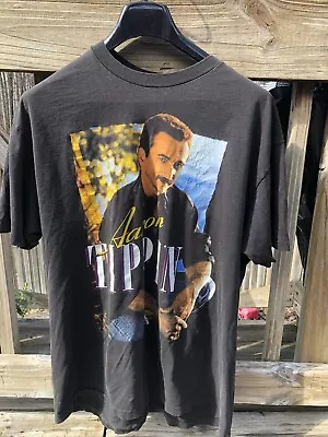 Vintage Aaron Tippin T-shirt Size XL Black Concert Distressed Single Stitch • $21.99