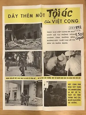 RARE Original 1965 JUSPAO Vietnam War PSYOP Propaganda POSTER ARVN US Army • $60