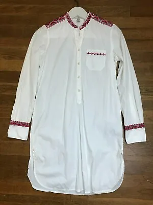 J.crew Embroidered Tunic Shirt Dress White Red Size Xxs 2xs • $15.40