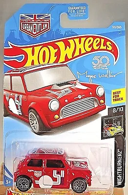 2018 Hot Wheels #311 NIGHTBURNERZ 8/10 MORRIS MINI Red W/Gray Lace Spoke Wheels • $7.40