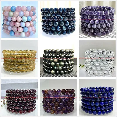 Wholesale Lots 6 Pcs 7.5  Natural Crystal Healing Gemstone Stretch Bracelet 7.5  • $14.39