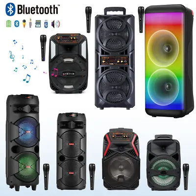 6000W Portable Bluetooth Speaker Sub Woofer Heavy Bass Sound System Party + Mic • £29.99
