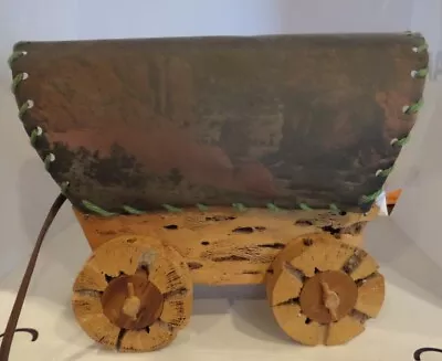 $19.99 • Buy Vintage Wooden Western Covered Wagon Table Lamp Double Sided Pictures