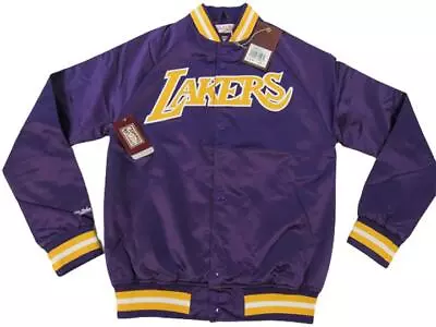 New Los Angeles Lakers Mens Sizes Mitchell & Ness Light Satin Snap Jacket $120 • $81.89