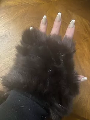 Real Rex Rabbit Fur Women's Gloves Mittens Girl Fingerless Wrist Warmer Elastic • $29.99