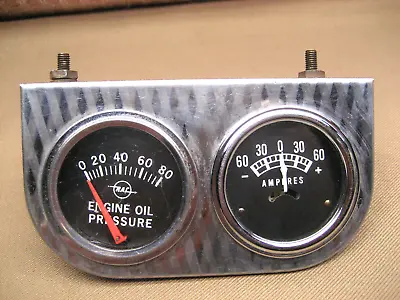 2 VTG Rat Hot Rod Greenline Gauge Oil Pressure Amperes 433585 With 2-Hole Panel • $71.25