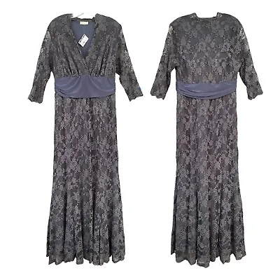 Kiyonna Long Lace Dress -2X- Grey NWT • $46.11