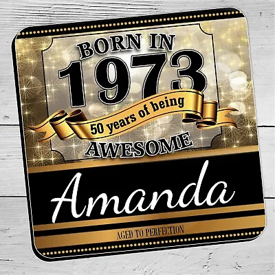 Personalised Birthday Drinks Coaster For Him Her ~ Born In Any Name Age N26  • £3.50