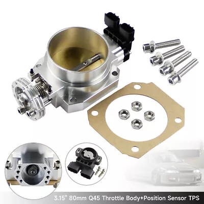 90mm-80mm Q45 Throttle Body +TPS For Nissan Skyline R33 R34 RB25DET RB26DET SL • $150.06