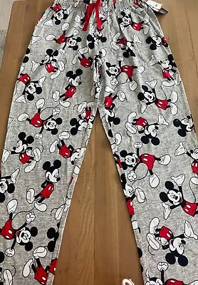 Mickey Mouse Pajama Pants Mens Size Small Gray 100% Cotton NWT • $15.99