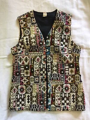 Vintage Hipster Aztec Southwest Hippie Vest 80s Native Bohemian Needlepoint • $40