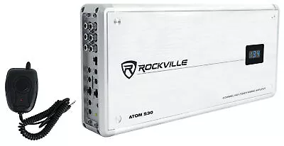 Rockville ATOM S30 Marine Amplifier 2400w 4 Channel Amp W/Volt Meter+PA Mic • $149.95