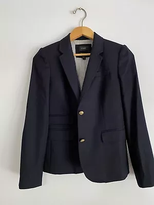 J. Crew Women's School Boy Blazer Two Buttons Wool Blend Navy Blue Size 6 • $29.99