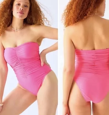 NWT J.Crew Ruched Sweetheart One Piece Swimsuit Barbie Pink Size 14 • $25