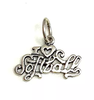 STERLING SILVER  I LOVE SOFTBALL  CHARM Or PENDENT • $18.95