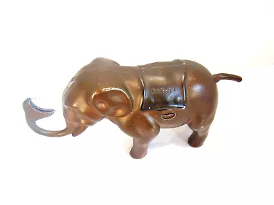 Vintage Cast Metal Mechanical Elephant Gar-Ru Coin Bank • $55