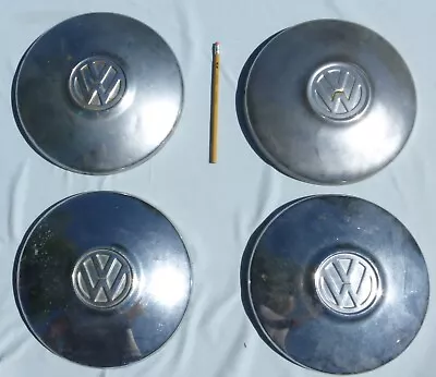 OEM VW Volkswagen 9.5” Dog Dish Chrome Hub Caps Set Bug Beetle Bus Rabbit • $39.99