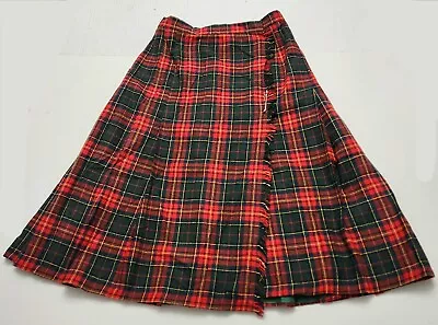 Vintage Wool Red/Green Tartan/Plaid Pleated Kilt/Skirt 28x28 Scottish/Clan VG • $5.99