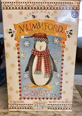 Mummford Ceramic Tea Canister Hugsy Penguin  Debbie Mumm Brownlow Galatians 5:13 • $19.97