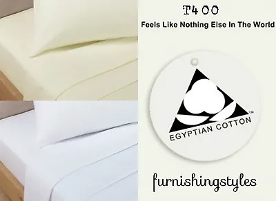 400tc Luxury Hotel Quality Egyptian Cotton Sateen Fitted Flat Sheet All Uk Size  • £9.49
