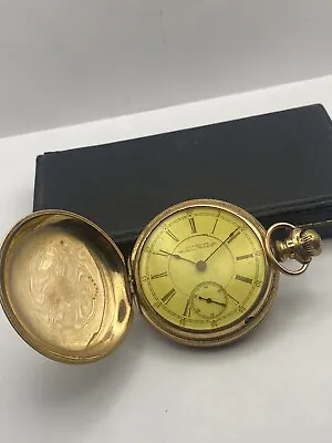 £5.50 • Buy American Waltham Full Hunter Gold Plated 17 Jewels Movement Pocket Watch