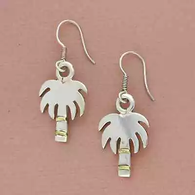 Vintage Sterling Silver Tropical Palm Tree Dangle Earrings • $33.60