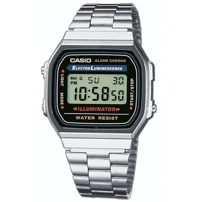 £12.99 • Buy CASIO Retro Classic Unisex Digital Bracelet Watch-A168WA- Silver-2Year Warranty