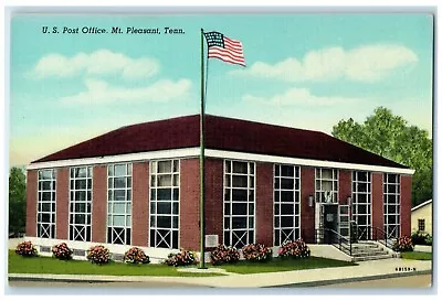 C1940 U.S. Post Office Exterior Building Mt. Pleasant Tennessee Vintage Postcard • $29.95