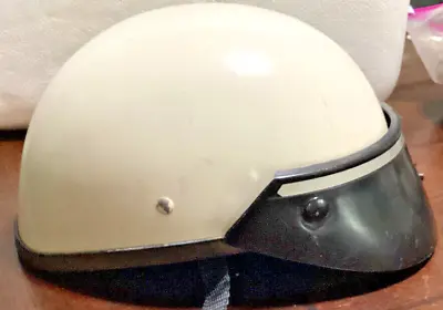 Vintage Half Helmet White Open Face Snap-on Visor • $174.96
