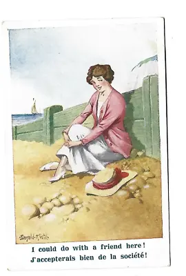 Donald Mac Gill Women's Beach Signed English Illustration Fancy Card • $3.19