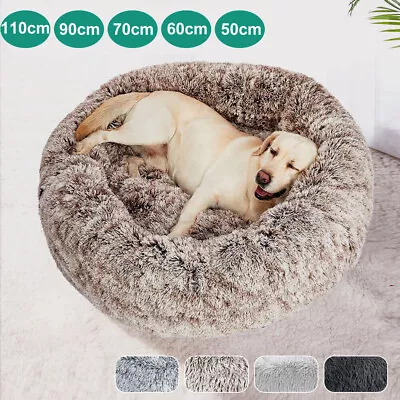 Dog Cat Pet Calming Bed Round Warm Soft Plush Nest Comfy Sleeping Extra Large • $14.99