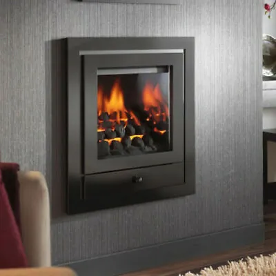 £579.90 • Buy Gas Fire Black High Efficiency Inset Full Depth Wall Mounted Glass Fronted