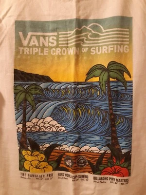 £10.99 • Buy Vans Hawaii Triple Crown Of Surfing North Shore Logo White Tshirt Medium Ladies