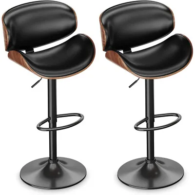Bar Stools Set Of 2 Bentwood Counter Height Chairs Adjustable Swivel Pub Black • $159.99
