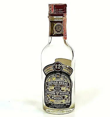 Chivas Regal Miniature Liquor Bottle Scotch Whisky Tax Seal Label Empty Vtg  • $14.99