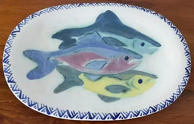 Vintage Alaska Stoneware/Pottery Handmade Hand-painted Fish Platter/Tray • $18.99