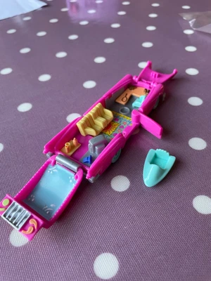$6.10 • Buy Polly Pocket POOL PARTY ON THE GO Pink Convertible Car W Speed Boat * Vgc
