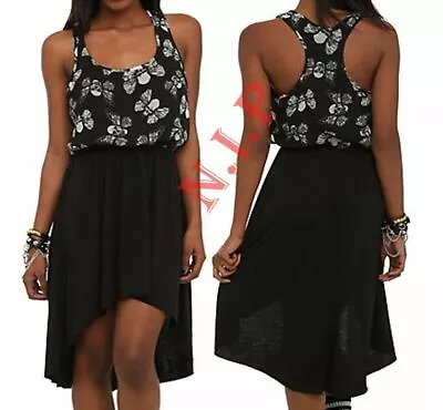 Hot Topic Visual Kei Punk Goth Steampunk Cyber Skull Butterfly High Low Dress • $79.54