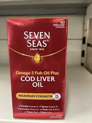 $49.53 • Buy 3 X Seven Seas Maximum Strength Cod Liver Oil, 60 Capsules.Exp 6/23