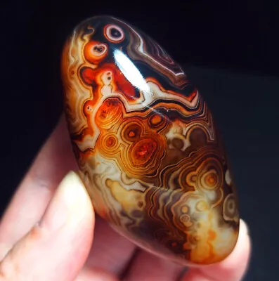 TOP 61G Natural Polished Silk Banded Lace Agate Crystal Stone Madagascar K154 • $4.25