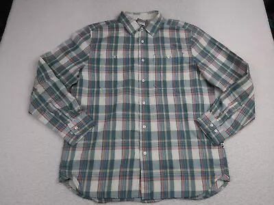 The North Face Men's Shirt Size Large Flannel Gray Plaid Button Up Long Sleeve • $20.88