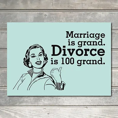 Marriage Funny Sign Divorce Signs Comedy Lover Gift Old House Decor Metal Plaque • £6.50