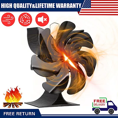 7 Blade Heat Powered Stove Top Fan Wood Log Burner Eco Fireplace Fuel Friendly • $23.99