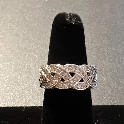 Charles Winston Sterling Silver Braided CZ Ring Size 7 3/4 (EB184) • $45
