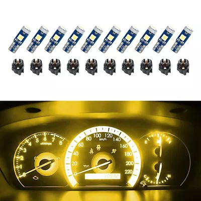 10Pcs T5 LED Lights Car Dashboard High Light Bulb 3030-3SMD Yellow Light • $6.17