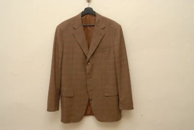 $125 • Buy Domenico Vacca Tan/copper Plaid 3 Button Sport Coat 40 BEAUTIFUL