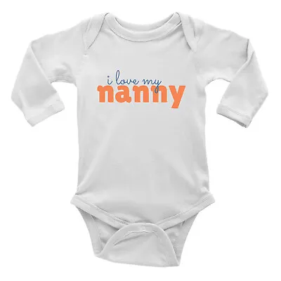 I Love My Nanny Baby Grow Vest Bodysuit Love Heart Grandparents Day Boy Girl L/S • £5.99